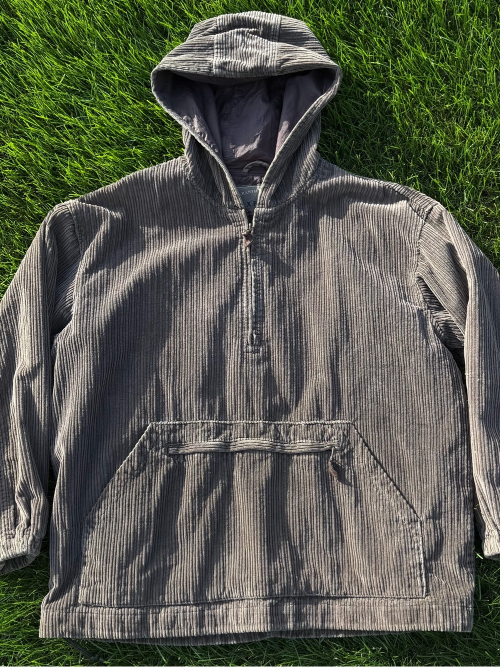 Express Men's Hooded Corduroy Pullover Jacket - Gray